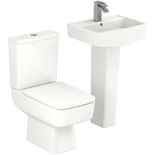 Paulo 520mm Full Pedestal Basin and Toilet Suite - White