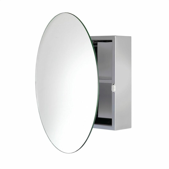 Severn Circular Door Bathroom Mirror Cabinet Stainless - Silver - Croydex