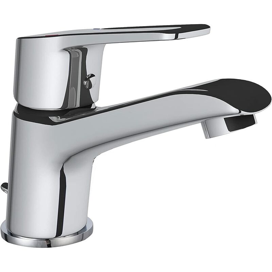 Brass basin tap, chrome. Bathroom faucet, cold and hot water, classic bathroom, single-lever basin mixer