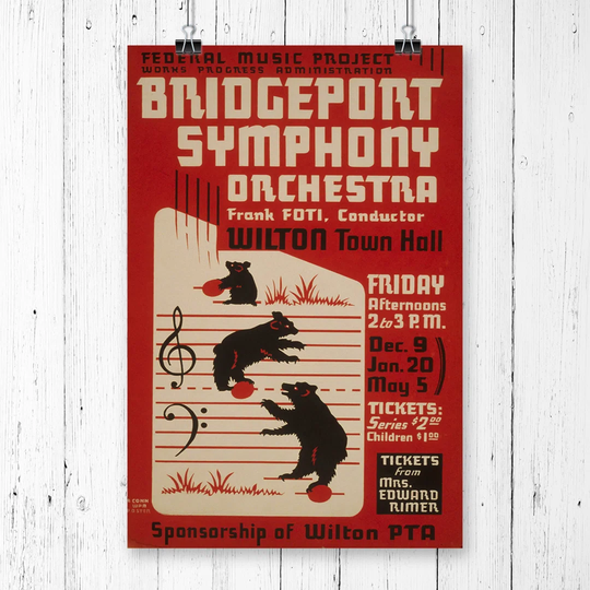 'Vintage WPA Bridgeport Symphony Orchestra' Vintage Advertisement