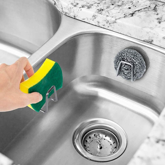 Sponge Holder for Kitchen Sink, 2PCS Adhesive Sink Dish Sponge Holders, Premium Rustproof Stainless Steel Sponge Caddy