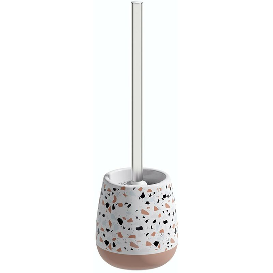 Turin Terrazzo effect ceramic toilet brush holder - White - Accents