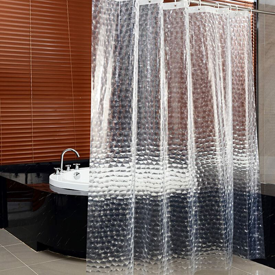 Sheer Shower Curtain, 180x200cm 3D Washable Antibacterial Antibacterial PEVA Bathroom Shower Curtain with 12 Hook Rings for Bathtub PVC Free