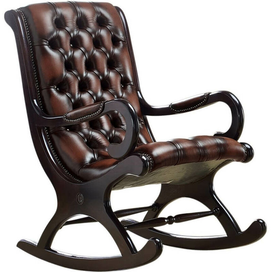 Chesterfield York Slipper Rocking Armchair Antique Rust Leather