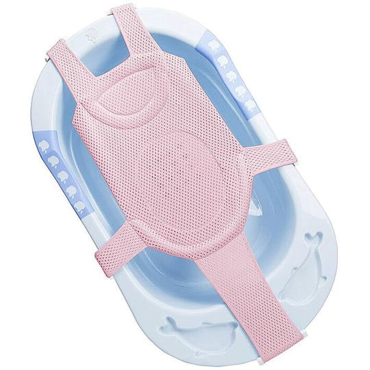 Perlerare - Baby Bath Pad Non Slip Newborn Bathtub Seat Adjustable Baby Bath Support Mat Baby Shower Tub Mesh Bath Strap, Pink