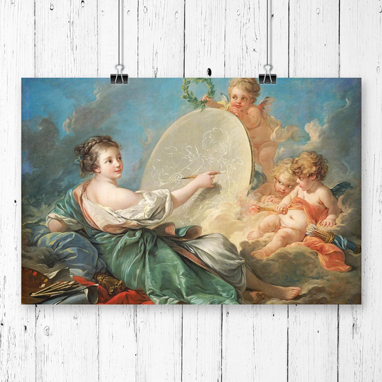 'Painting of a Cupid' by Francois Boucher Graphic Art