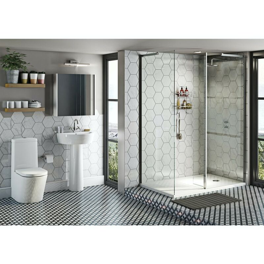Tate ensuite suite with enclosure and tray 1600 x 800 - White - Mode
