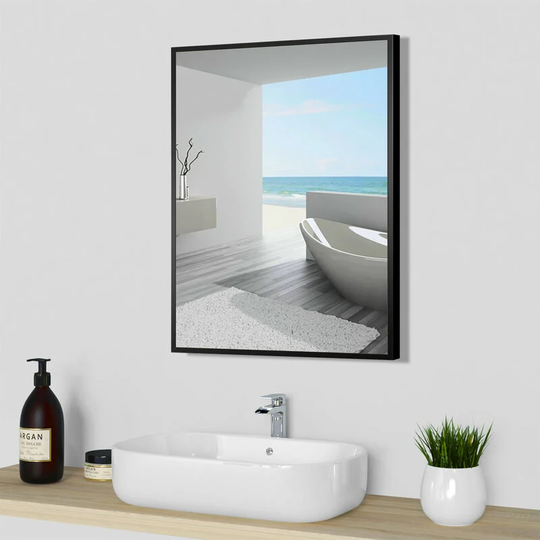 Biubiubath - 650x400Modern Black Frame Mirror Bathroom Badroom Mirror Wall Hanging Hallway