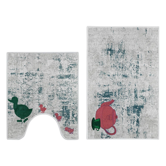 Quam 2-Piece Designer Print Bathroom Shape Rugs