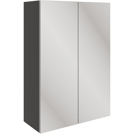 Bergen 2-Door Mirrored Bathroom Cabinet 500mm Wide - Onyx Grey Gloss - Signature