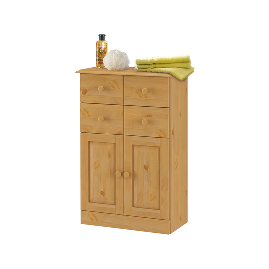 Vernita 60cm W x 90cm H x 30Cm D Solid Wood Free-Standing Bathroom Cabinet