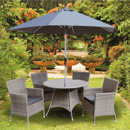 Blanch 4 Seater Dining Set with Cushions and Parasol