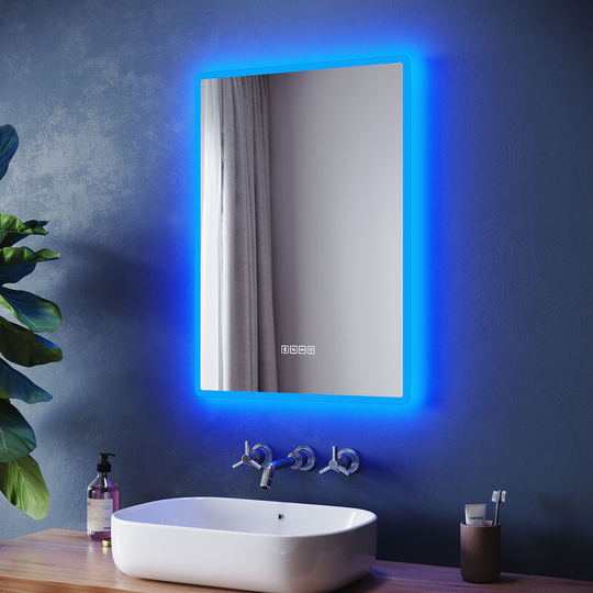 Elegant - Bathroom Mirror with led Light 500x700mm Wall Mounted Rectangular Bathroom led Mirror with Shaver Socket Bluetooth Demister Pad Adjust