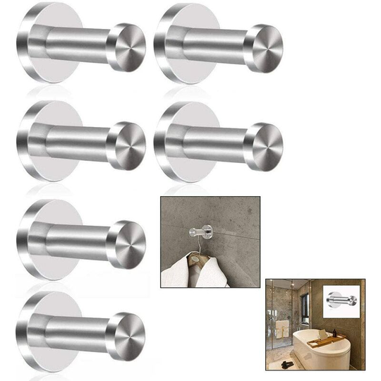 6 Pcs Wall Mounted Robe Hooks Brushed Wall Mounted Robe Hooks Chrome Plated Round Base
