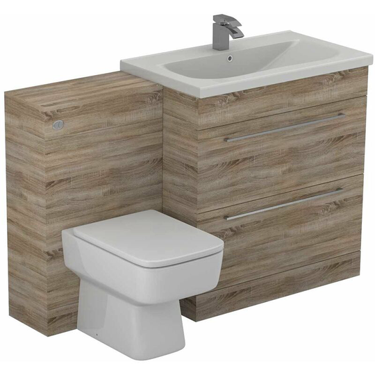 Wholesale Domestic - Napoli Bordalino Oak 1300mm 2 Drawer Vanity Unit Toilet Suite - Bordalino Oak