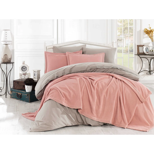 Cooley Salmon Brown 100% Cotton Duvet Cover Set