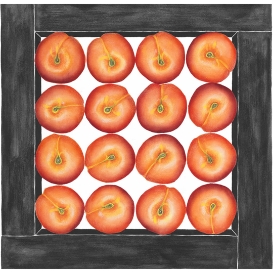 Peaches Cubed by Jennifer Goldberger - Wrapped Canvas Painting