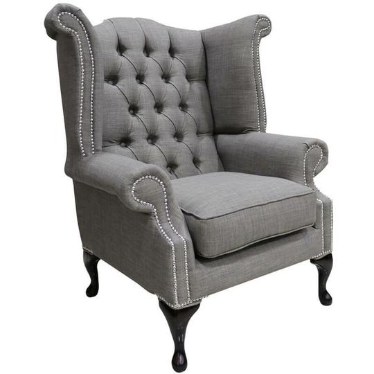 Chesterfield Linen Queen Anne High Back Wing Chair Charles Slate