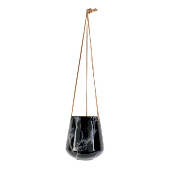 Marbled Ceramic Hanging Planter 13.5 x 15 Cm Black