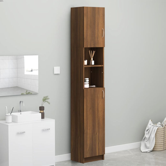 Bathroom Cabinet Brown Oak 32x25.5x190 cm Engineered Wood
