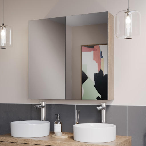Vitusso Wood Bathroom Mirror Cabinet 800mm