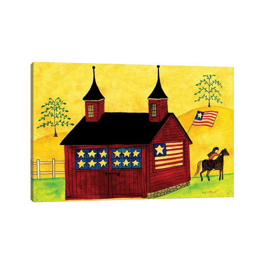 American Folk Art Barn by Cheryl Bartley - Painting on Canvas