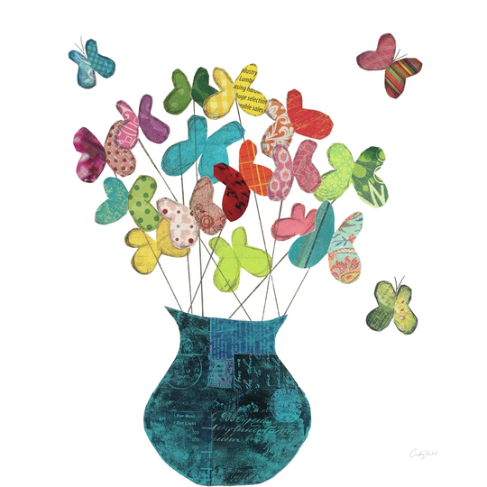 Butterfly Bouquet on White by Courtney Prahl - Wrapped Canvas Graphic Art