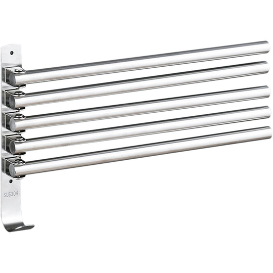 Swivel Out Towel Racks with Hooks 5-Bars Foldable Arms Bath Towel Hanger Wall Mount Towel Bar Stainless Steel Towel Holder Organizer for Bathroom