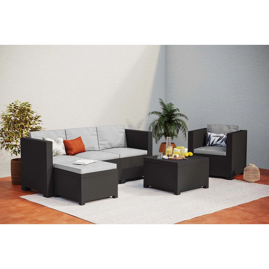 Chadabe All Weather Wicker/Rattan 5 - Person Seating Group with Cushions