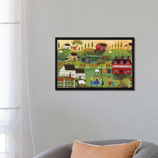 Red Barn Quilters by Cheryl Bartley - Painting on Canvas