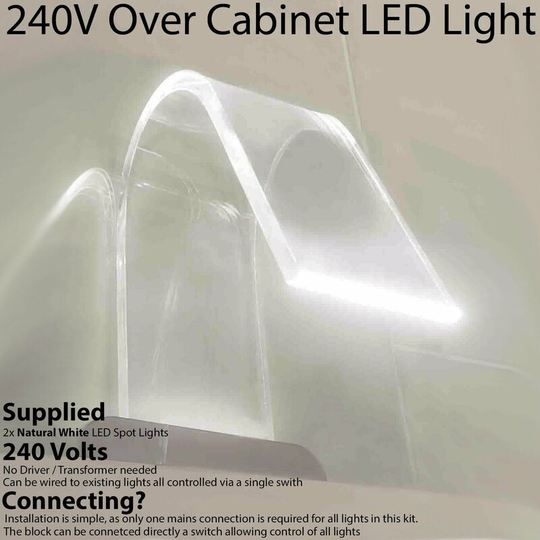 Loops - 2x Over Cabinet led Kit natural white Curved Glass Light Bathroom Make Up Lamp
