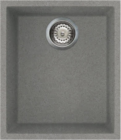 Reginox Elleci Quadra100 Grey Granite Undermount Single Bowl Kitchen Sink with Waste Included