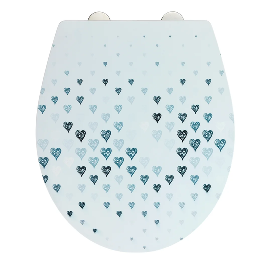 Toilet Seat Cuore With Relief Surface, Antibacterial Toilet Seat Made of Duroplast With Soft Close, Rustproof Fix-Clip Hygiene Stainless Steel Fixing