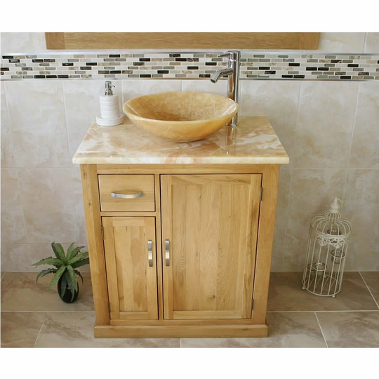 Deberry Solid Oak 750mm Free-standing Single Vanity Unit