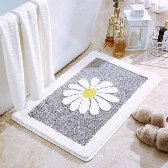 Ilovemilan - Bathroom Rugs Mat, White Flower Bath Rugs Fluffy Soft Superfine Fiber Rugs Non Slip Bath Mat Machine Wash Plush Mats,Bathroom Rug for