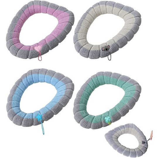 4 Pcs Plush Fabric Toilet Seat Cover, Soft Warm Toilet Cushion Washable Toilet Cover, Winter Warm Toilet Seat with Universal Handle Gray