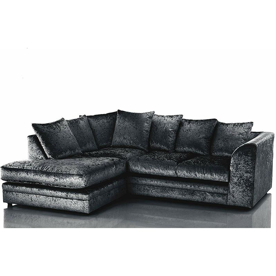 Bella Left Hand Facing Crushed Velvet Corner Sofa - Black