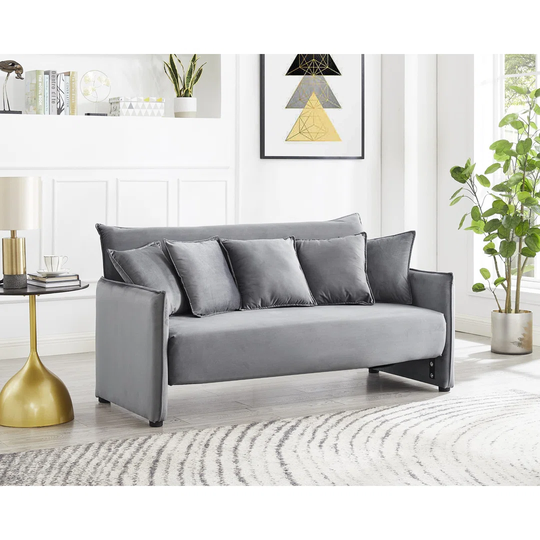 Guyapi 165Cm Velvet Tuxedo Arm Sofa Bed