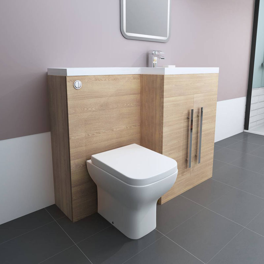Calm Light Oak Right Hand Combination Vanity Unit Set with Toilet