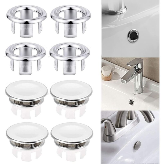 8pcs Sink Overflow Rings Bathroom Kitchen Sink Overflow Cover Basin Tidy Overflow Drain Plug Cover