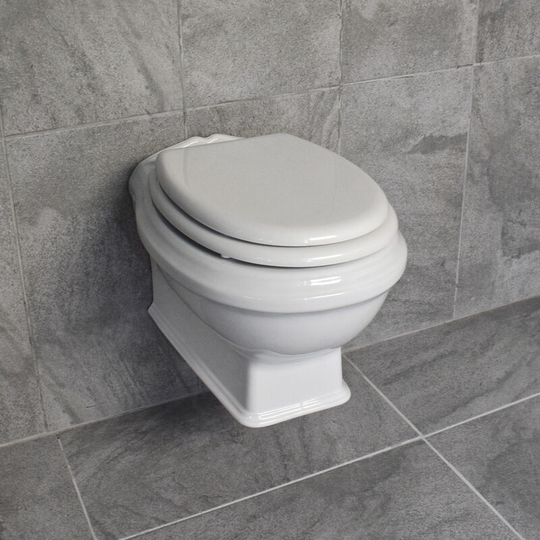 Greenwood Wall Hung Toilet Pan Traditional Design + Optional Concealed Cistern, Toilet + Frame + Cistern