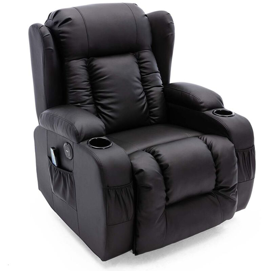 More4homes - caesar high back electric bond grade leather recliner 3+2+1 sofa armchair set black 1 seater - Black
