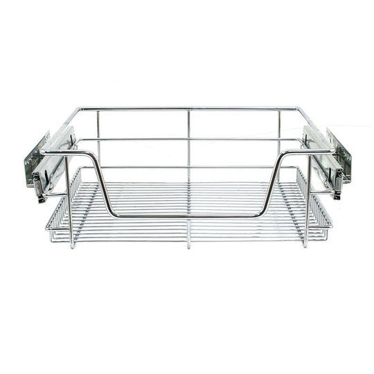 KuKoo 4 x Kitchen Pull Out Baskets, 500mm Wide Cabinet, Soft Close Wire Storage Metal Drawers - Silver