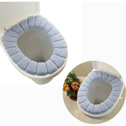 Protective Warm Cloth Toilet Seat, Toilet Lid Seat Cover for Toilet Seat (Blue)