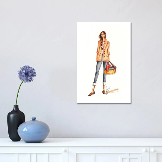 Shopaholic Bookworm by Dorina Nemeskeri - Wrapped Canvas Painting on Canvas