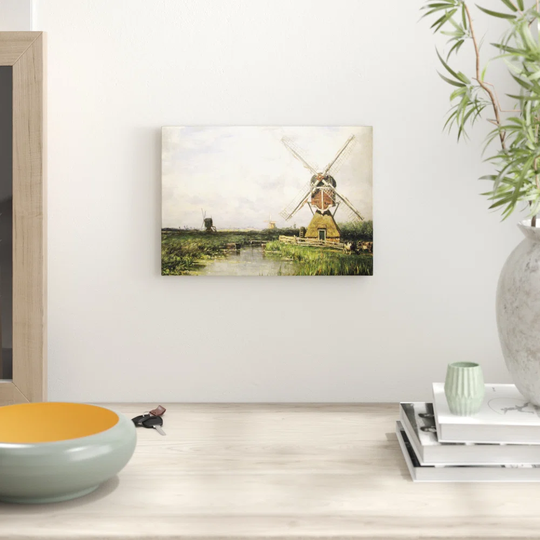 'Windmills' by Willem Roelofs Painting Print