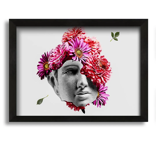 Floral Greek Face - Picture Frame Graphic Art on Canvas