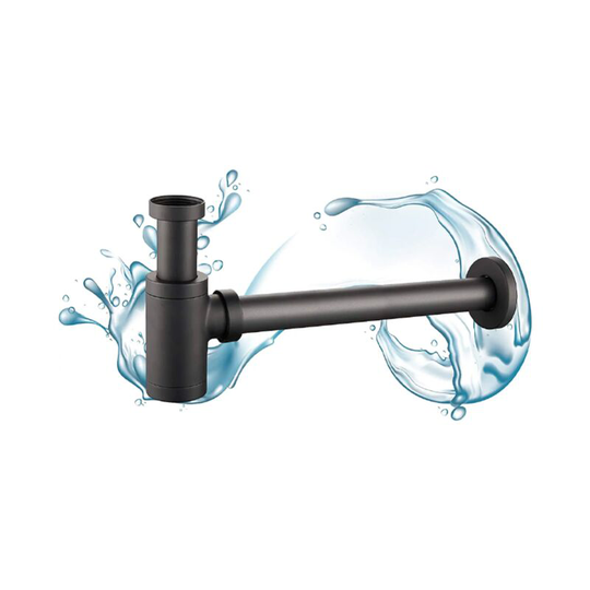 Siphon washbasin - Siphon drain pipe with cylinder shape - Easy installation - Made with matt black lacquered zinc - Universal drain pipe.