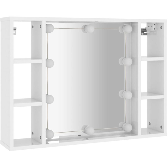 Mirror Cabinet with LED High Gloss White 76x15x55 cm vidaXL - White