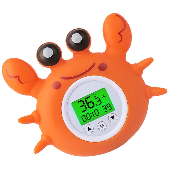 Asupermall - Bath Thermometer with Room Temperature Tri-color Backlit Display Fahrenheit and Celsius Lovely Crab Shape Floating Bath Toy Bathtub